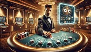 Antarmuka aplikasi freminet menampilkan meja blackjack dealer langsung dan menu navigasi di bagian bawah layar